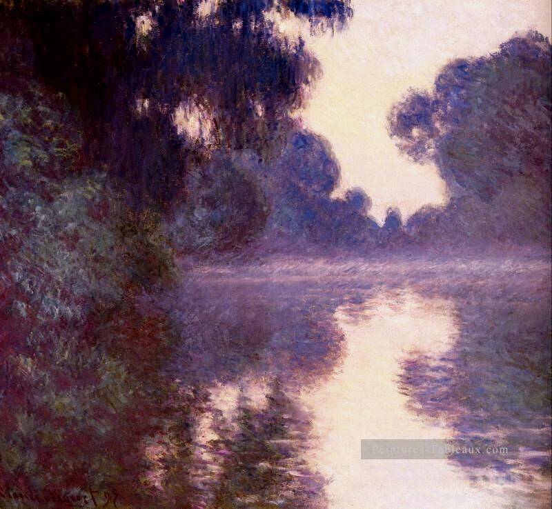 Matin brumeux sur la Seine bleu Claude Monet Peintures à l'huile